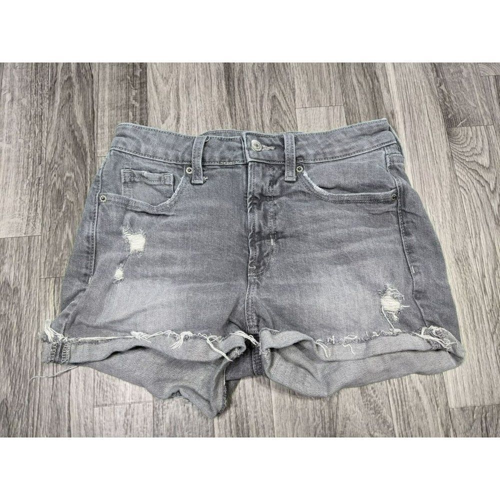 (3/$27) Old Navy Size 2 High Rise Cut Off Distressed Stretchy Grey Jean Shorts